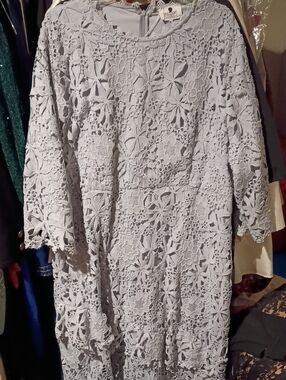 adidas Light Lavender Lace Long Sleeve Midi Dress